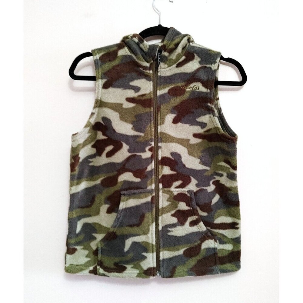 Cabela's Women's Fleece Hoodie Vest Camo Camouflaged Size Medium